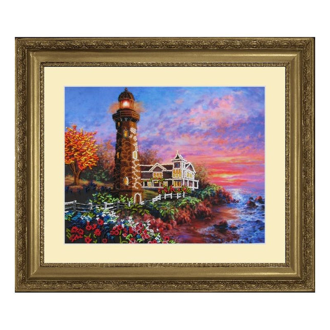 Bead DIY Embroidery Kit "Lighthouse" 9.4"x12.2"/ 24.0x31.0 cm
