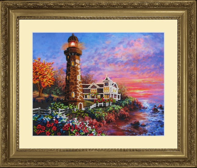 Bead DIY Embroidery Kit "Lighthouse" 9.4"x12.2"/ 24.0x31.0 cm