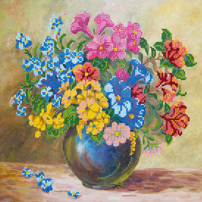 Canvas for bead embroidery "Meadow flowers" 11.8"x11.8" / 30.0x30.0 cm