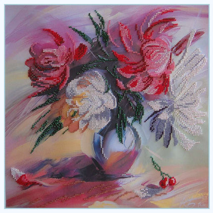 Canvas for bead embroidery "Picturesque peonies" 11.8"x11.8" / 30.0x30.0 cm