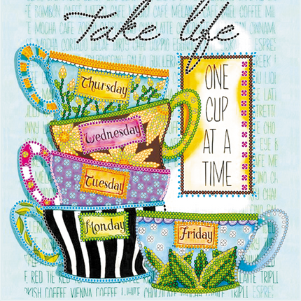 Canvas for bead embroidery "Coffee break" 7.9"x7.9" / 20.0x20.0 cm