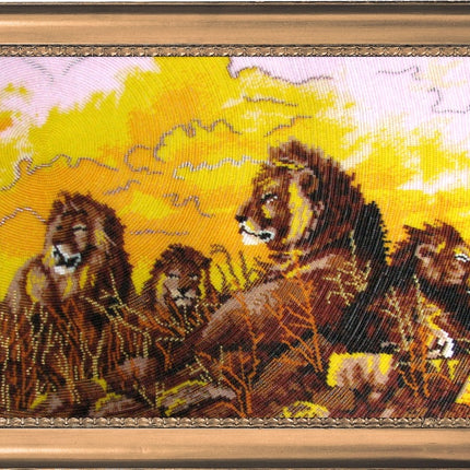 DIY Bead Embroidery Kit "Lions" 11.4"x22.4" / 29.0x57.0 cm