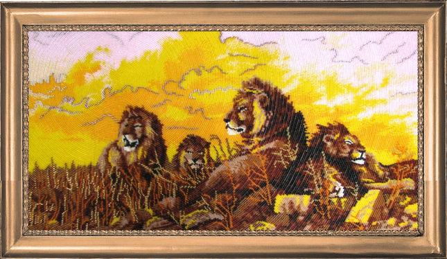 DIY Bead Embroidery Kit "Lions" 11.4"x22.4" / 29.0x57.0 cm