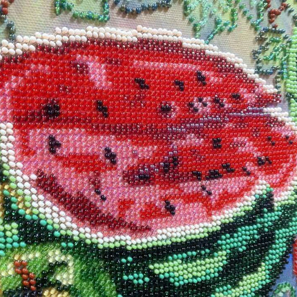 Canvas for bead embroidery "Red-ripe melon" 11.8"x11.8" / 30.0x30.0 cm