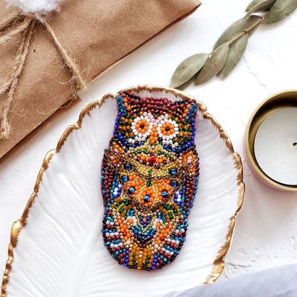 Beadwork kit for creating brooch "Owl"