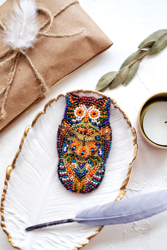 Beadwork kit for creating brooch "Owl"