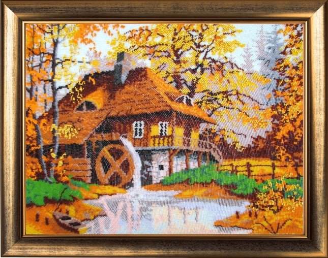 Bead DIY Embroidery Kit "House in the Wood" 14.2"x18.5"/ 36.0x47.0 cm