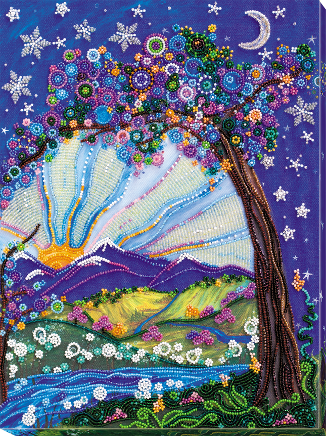 DIY Bead Embroidery Kit "Day and night meeting" 10.2"x13.8" / 26.0x35.0 cm