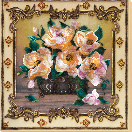 DIY Bead Embroidery Kit "Ballad about flowers" 11.8"x11.8" / 30.0x30.0 cm