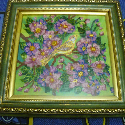 Canvas for bead embroidery "Nightingale" 7.9"x7.9" / 20.0x20.0 cm