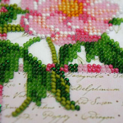 DIY Bead Embroidery Kit "Shabby chic"  5.9"x5.9" / 15.0x15.0 cm