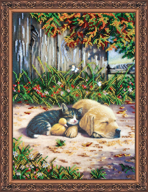 DIY Bead Embroidery Kit "Best friends" 11.8"x15.2" / 30.0x38.5 cm