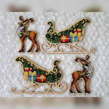 DIY Christmas sleigh kit "Christmas reindeer on sleigh"