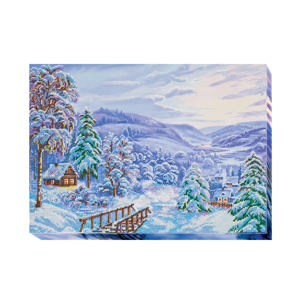 DIY Bead Embroidery Kit "Winter morning" 17.7"x12.6" / 45.0x32.0 cm