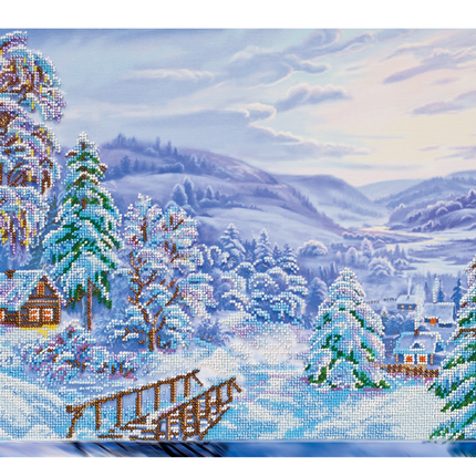 DIY Bead Embroidery Kit "Winter morning" 17.7"x12.6" / 45.0x32.0 cm