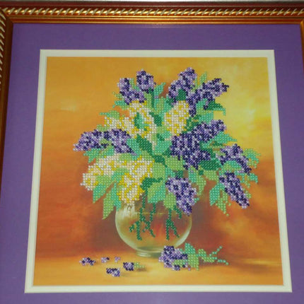 Canvas for bead embroidery "Lilac" 7.9"x7.9" / 20.0x20.0 cm