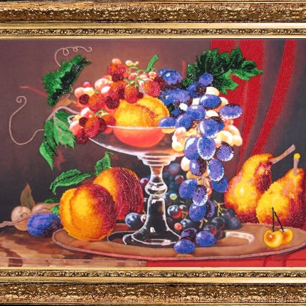 DIY Bead Embroidery Kit "Stilllife with Peaches" 14.2"x20.1" (36.0x51.0 cm)