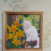 Canvas for bead embroidery "White cat" 7.9"x7.9" / 20.0x20.0 cm