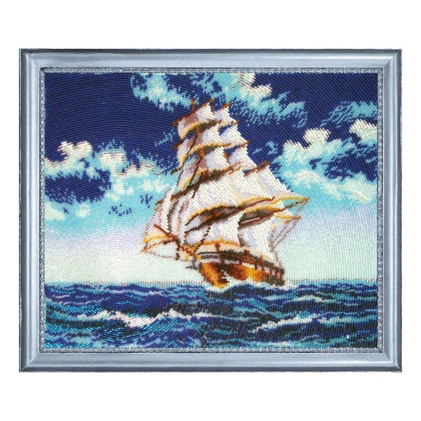 Bead DIY Embroidery Kit "Sailing Ship" 10.6"x13.0"/ 27.0x33.0 cm