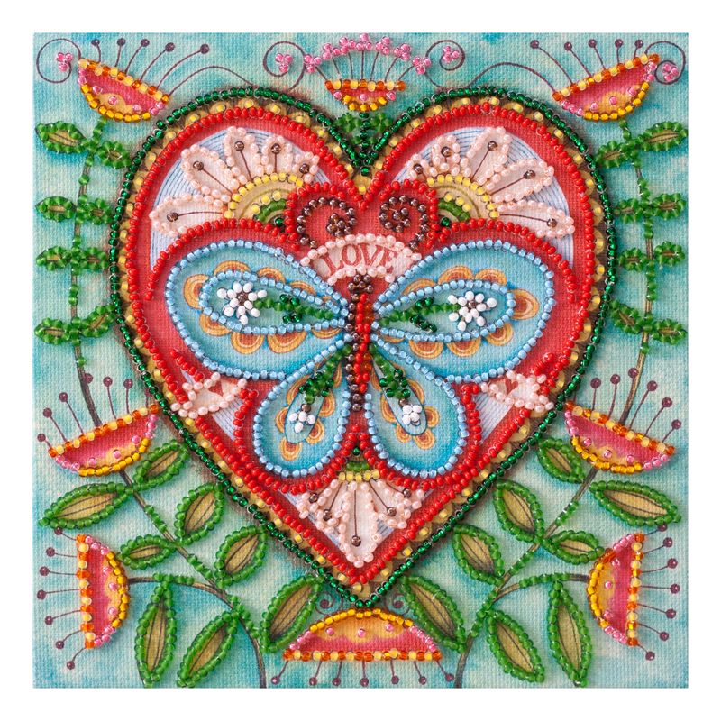 DIY Bead Embroidery Kit "Summer heart"  5.9"x5.9" / 15.0x15.0 cm