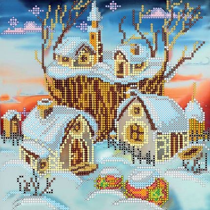 Canvas for bead embroidery "Magic Winter" 7.9"x7.9" / 20.0x20.0 cm