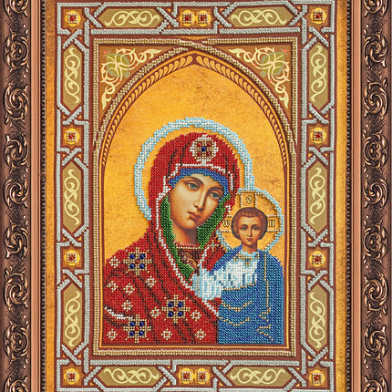 DIY Bead Embroidery Kit "Our Lady Kazan" 11.2"x15.2" / 28.5x38.5 cm