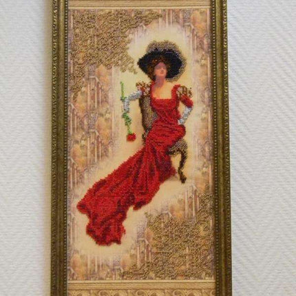 DIY Bead Embroidery Kit "Lady Rose" 7.9"x17.7" / 20.0x45.0 cm
