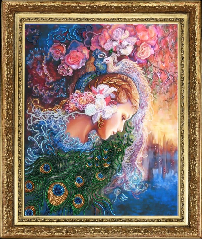 DIY Bead Embroidery Kit "Birds of Paradise (after J. Wall)" 12.6"x10.2" / 32.0x26.0 cm