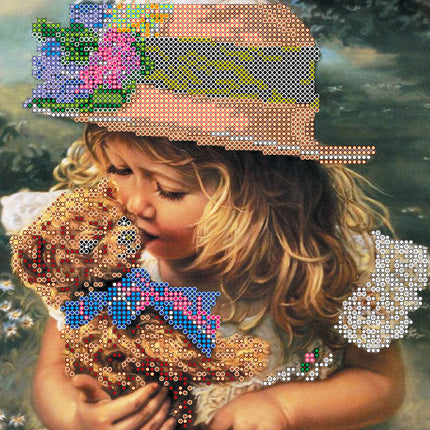 Canvas for bead embroidery "My Favourite Toy" 7.9"x7.9" / 20.0x20.0 cm