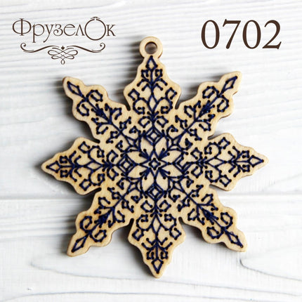 DIY Cross stitch kit on wood "Snowflake" 3.7x3.9 in / 9.5x10.0 cm