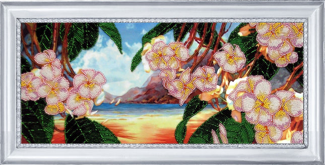 Bead DIY Embroidery Kit "In the Land of Magnolia" 6.3"x15.0"/ 16.0x38.0 cm