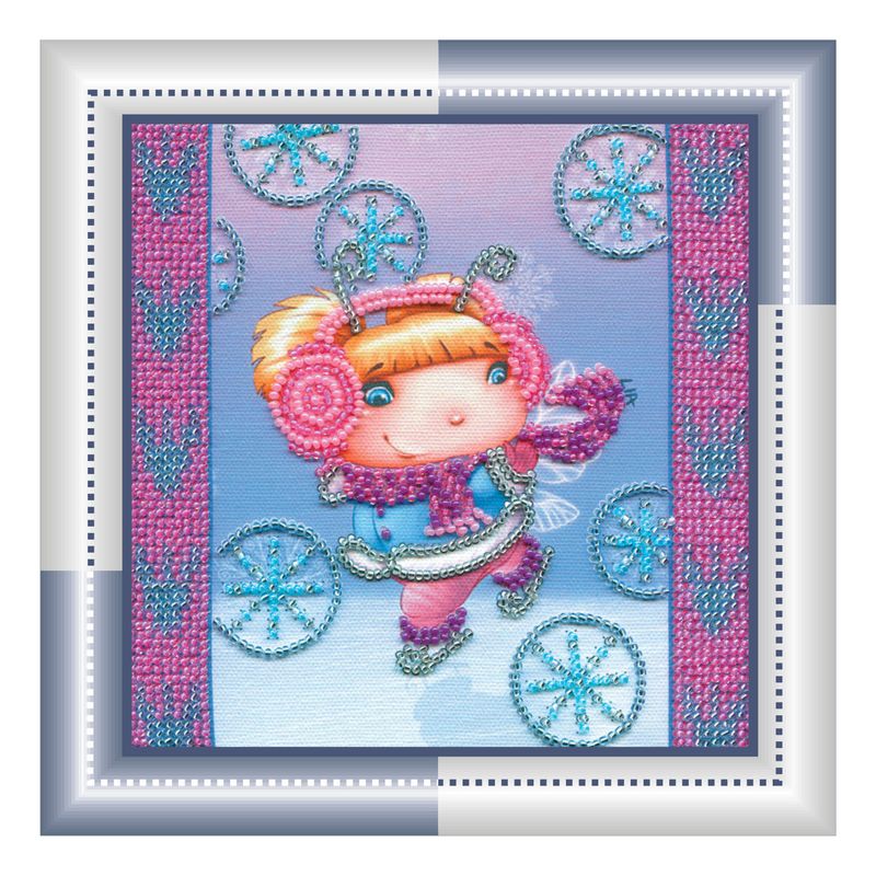 DIY Bead Embroidery Kit "Snow Angel"  5.9"x5.9" / 15.0x15.0 cm