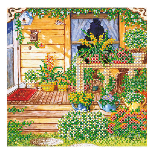 Canvas for bead embroidery "Summer terrase" 7.9"x7.9" / 20.0x20.0 cm