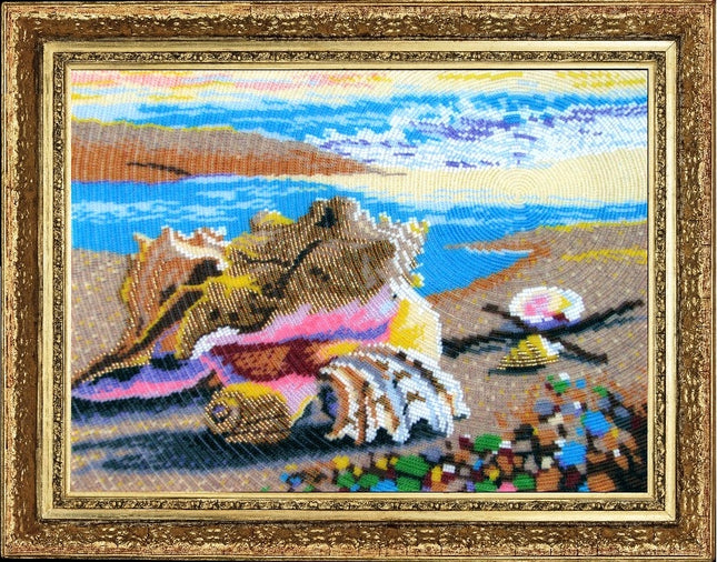 Bead DIY Embroidery Kit "Sea Shells" 10.2"x13.8"/ 26.0x35.0 cm
