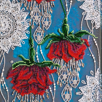 DIY Bead Embroidery Kit "Night flowers" 9.8"x17.7" / 25.0x45.0 cm