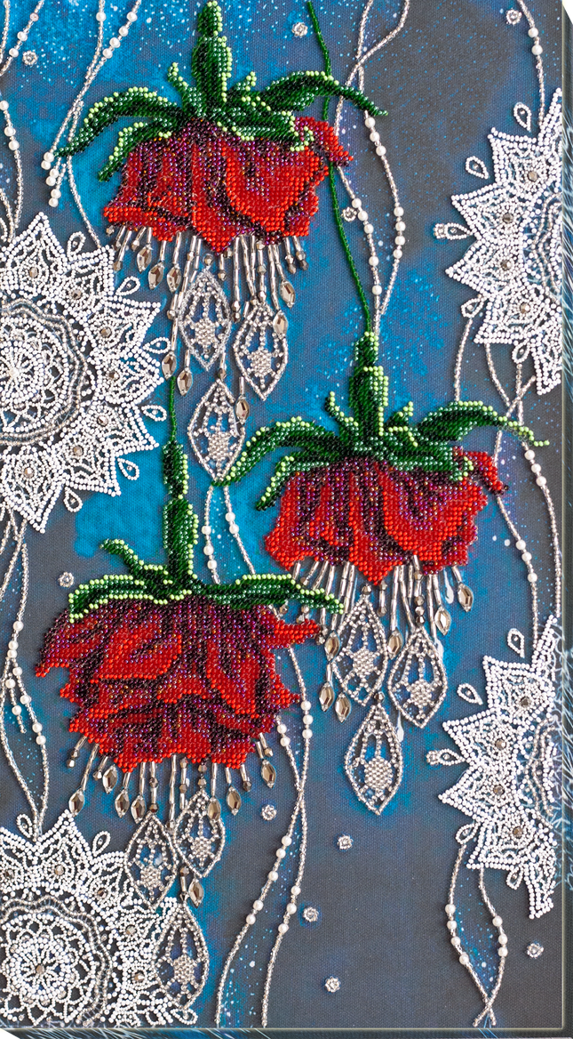 DIY Bead Embroidery Kit "Night flowers" 9.8"x17.7" / 25.0x45.0 cm