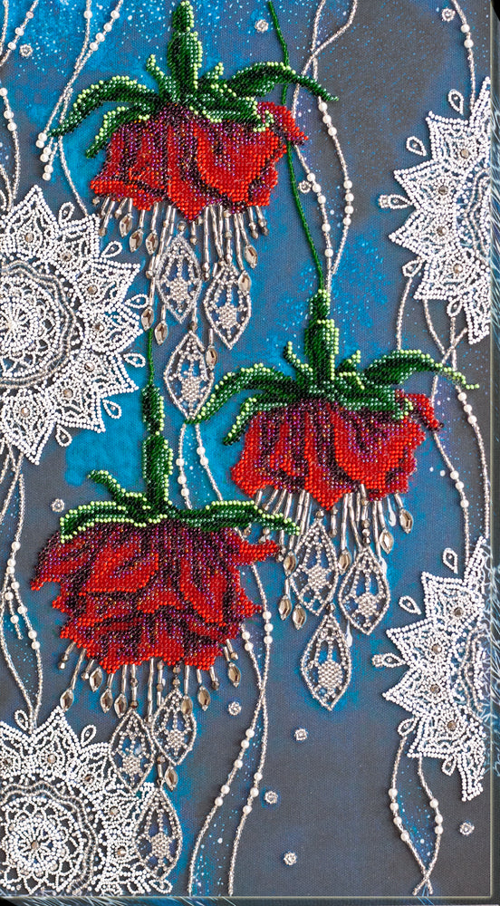 DIY Bead Embroidery Kit "Night flowers" 9.8"x17.7" / 25.0x45.0 cm