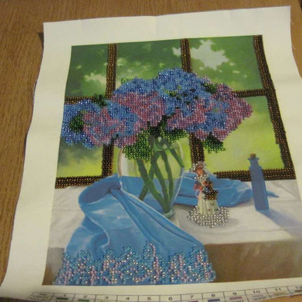 DIY Bead Embroidery Kit "Lilac ambience" 7.9"x10.0" / 20.0x25.5 cm