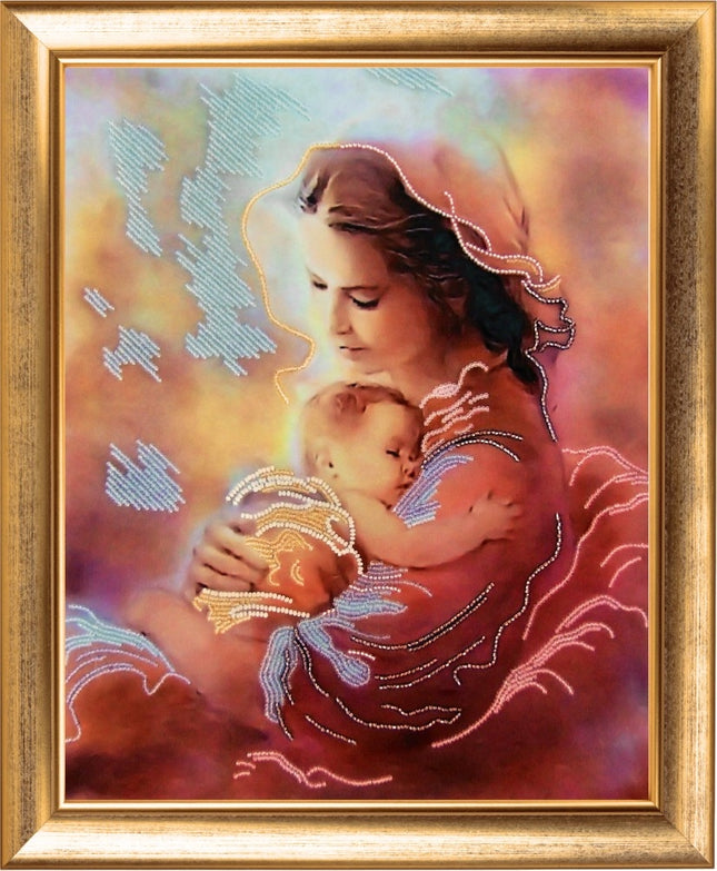 DIY Bead Embroidery Kit "Mother's Love" 12.6"x10.2" / 32.0x26.0 cm