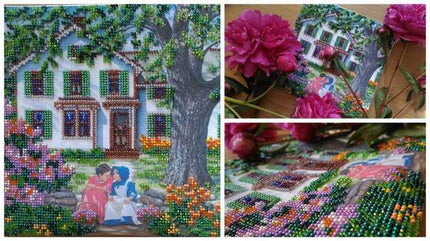 Canvas for bead embroidery "Friends" 7.9"x7.9" / 20.0x20.0 cm