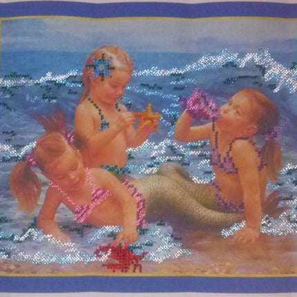 DIY Bead Embroidery Kit "Mermaids" 10.2"x8.7" / 26.0x22.0 cm