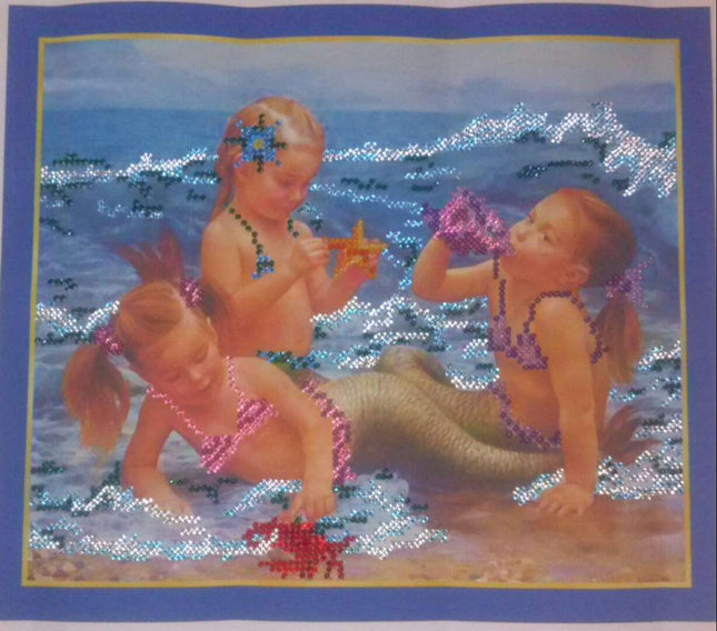 DIY Bead Embroidery Kit "Mermaids" 10.2"x8.7" / 26.0x22.0 cm