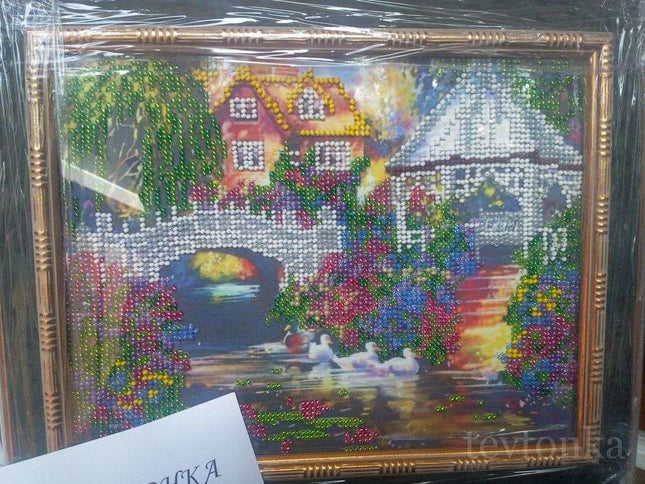 DIY Bead Embroidery Kit "Summer harmony" 9.8"x8.1" / 25.0x20.5 cm