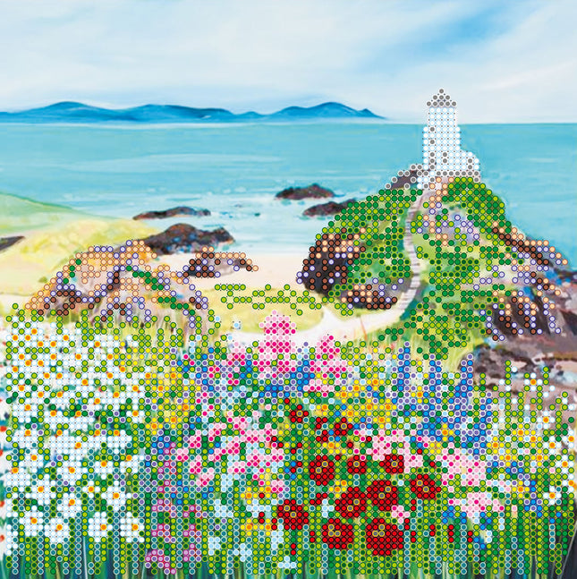 Canvas for bead embroidery "Steppe in bloom" 7.9"x7.9" / 20.0x20.0 cm