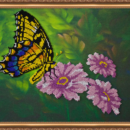 DIY Bead Embroidery Kit "Gerberas" 15.7"x11.8" / 40.0x30.0 cm