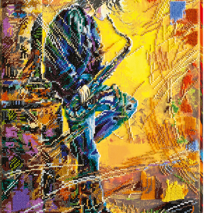 DIY Bead Embroidery Kit "Saxophonist" 12.2"x17.3" / 31.0x44.0 cm