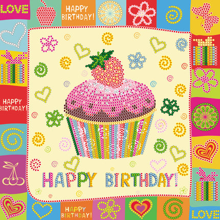 Canvas for bead embroidery "Fun party" 7.9"x7.9" / 20.0x20.0 cm