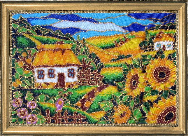 Bead DIY Embroidery Kit "Edge of the Village" 9.4"x13.8"/ 24.0x35.0 cm