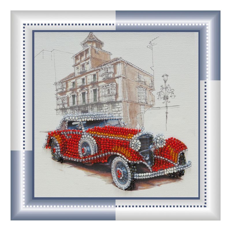 DIY Bead Embroidery Kit "Mersedes-500k"  5.9"x5.9" / 15.0x15.0 cm