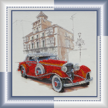DIY Bead Embroidery Kit "Mersedes-500k"  5.9"x5.9" / 15.0x15.0 cm